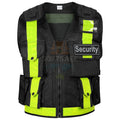 SOFTSAFE Black Security Vest – High-Visibility Mesh Safety Vest with Removable Patches & Multi-Pockets