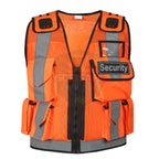 High-Visibility Orange Security Vest with Reflective Strips – Multi-Pocket Safety Vest for Security, Police & Construction