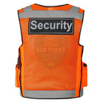 High-Visibility Orange Security Vest with Reflective Strips – Multi-Pocket Safety Vest for Security, Police & Construction