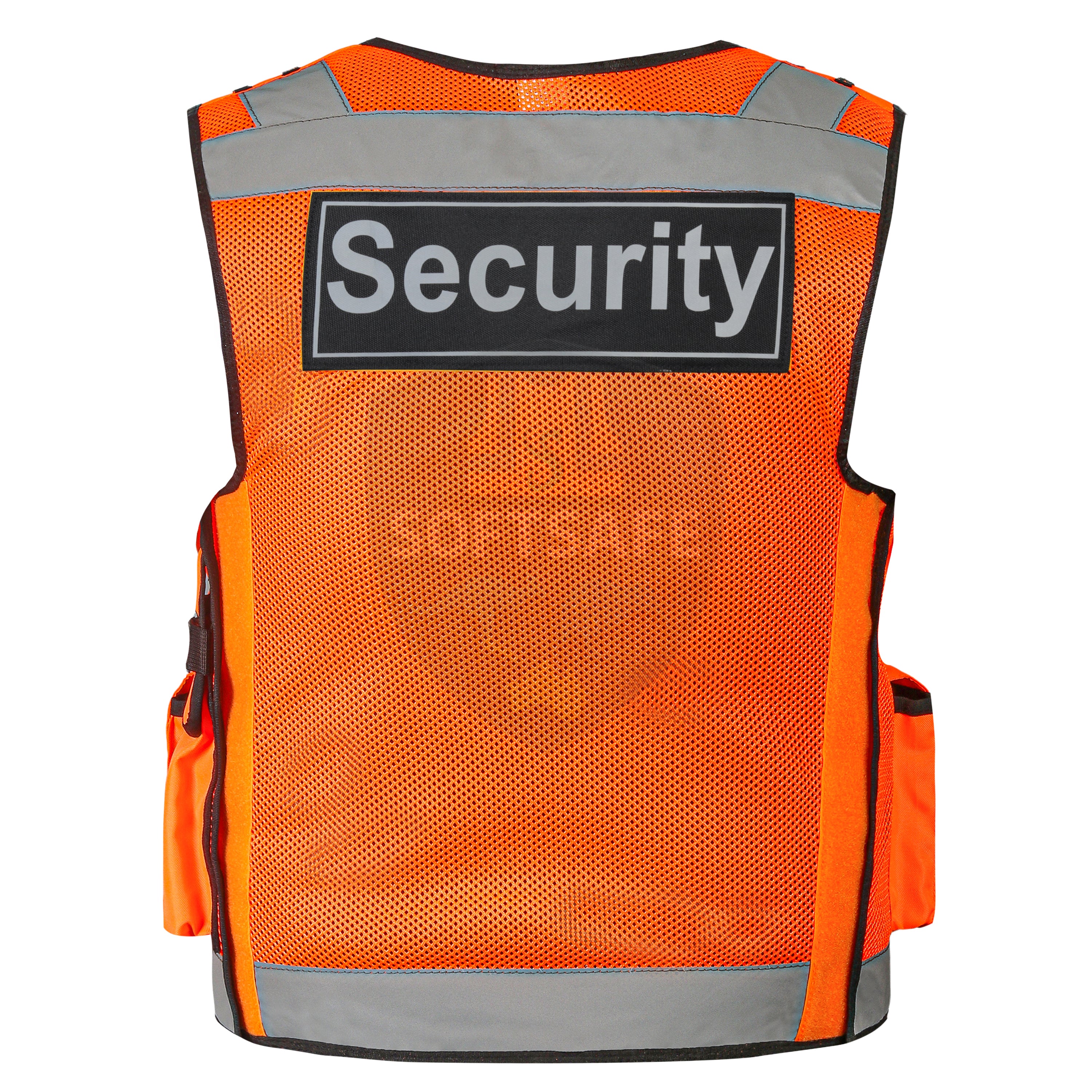 High-Visibility Orange Security Vest with Reflective Strips – Multi-Pocket Safety Vest for Security, Police & Construction