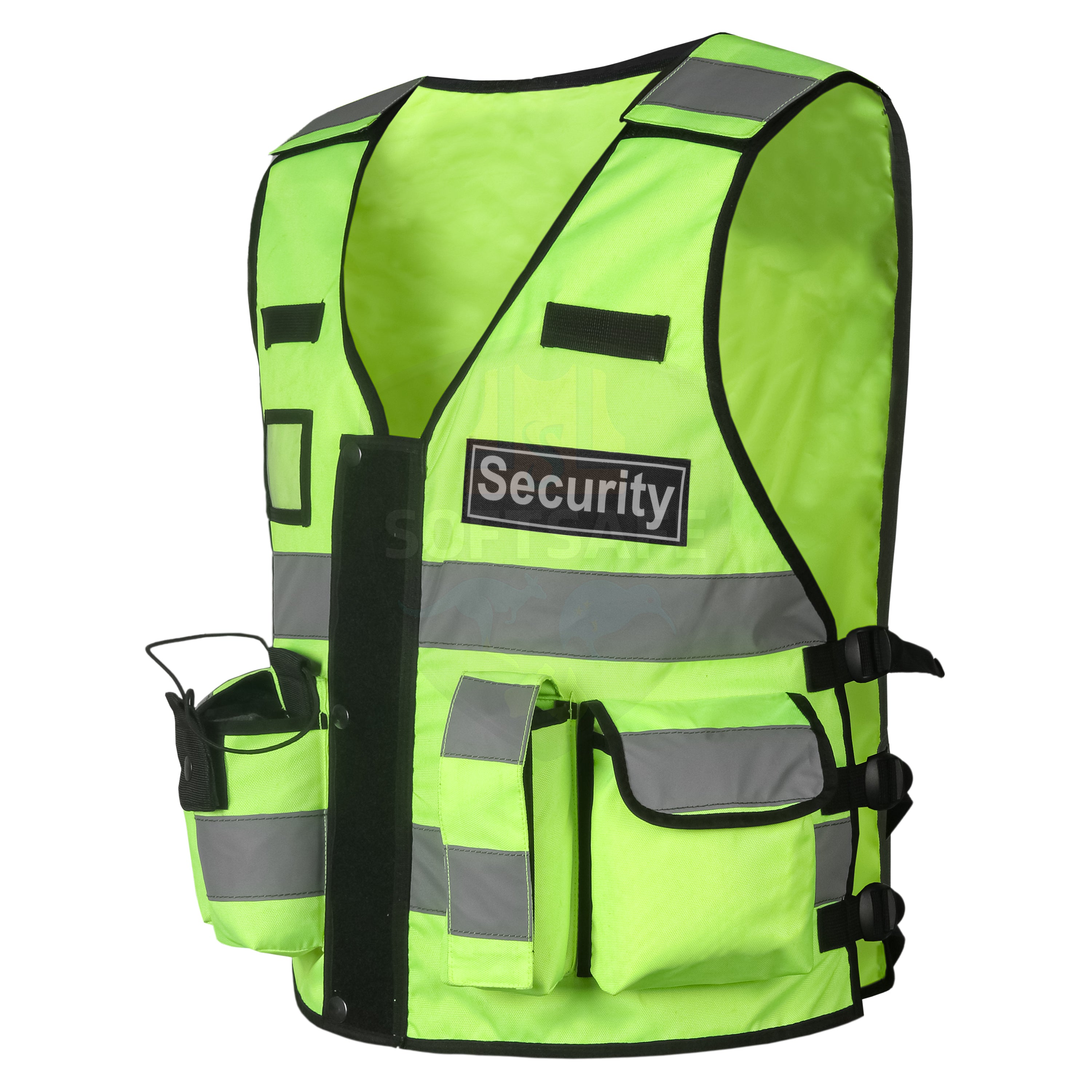SOFTSAFE® High-Visibility Security Vest – Reflective Multi-Pocket Safety Jacket with Removable Patches