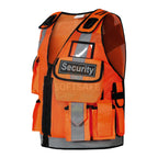 High-Visibility Orange Security Vest with Reflective Strips – Multi-Pocket Safety Vest for Security, Police & Construction