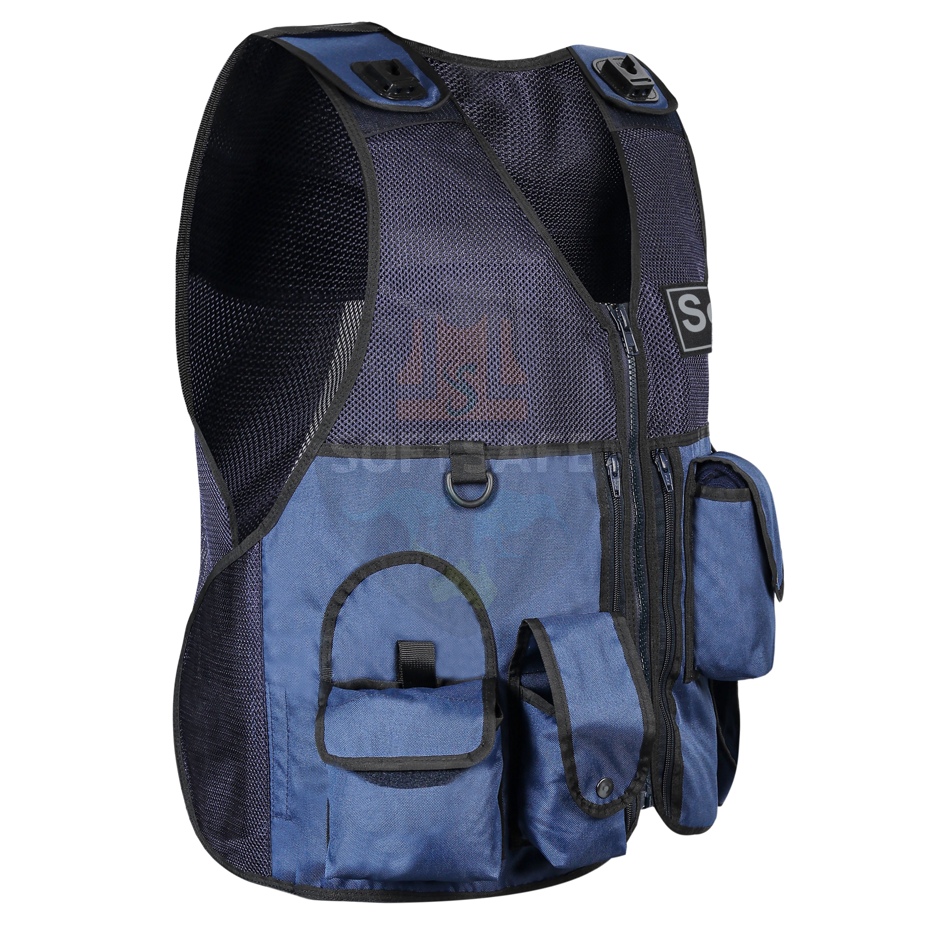 Tactical Security Utility Vest – Navy Blue (Multi-Pocket & Breathable Mesh)