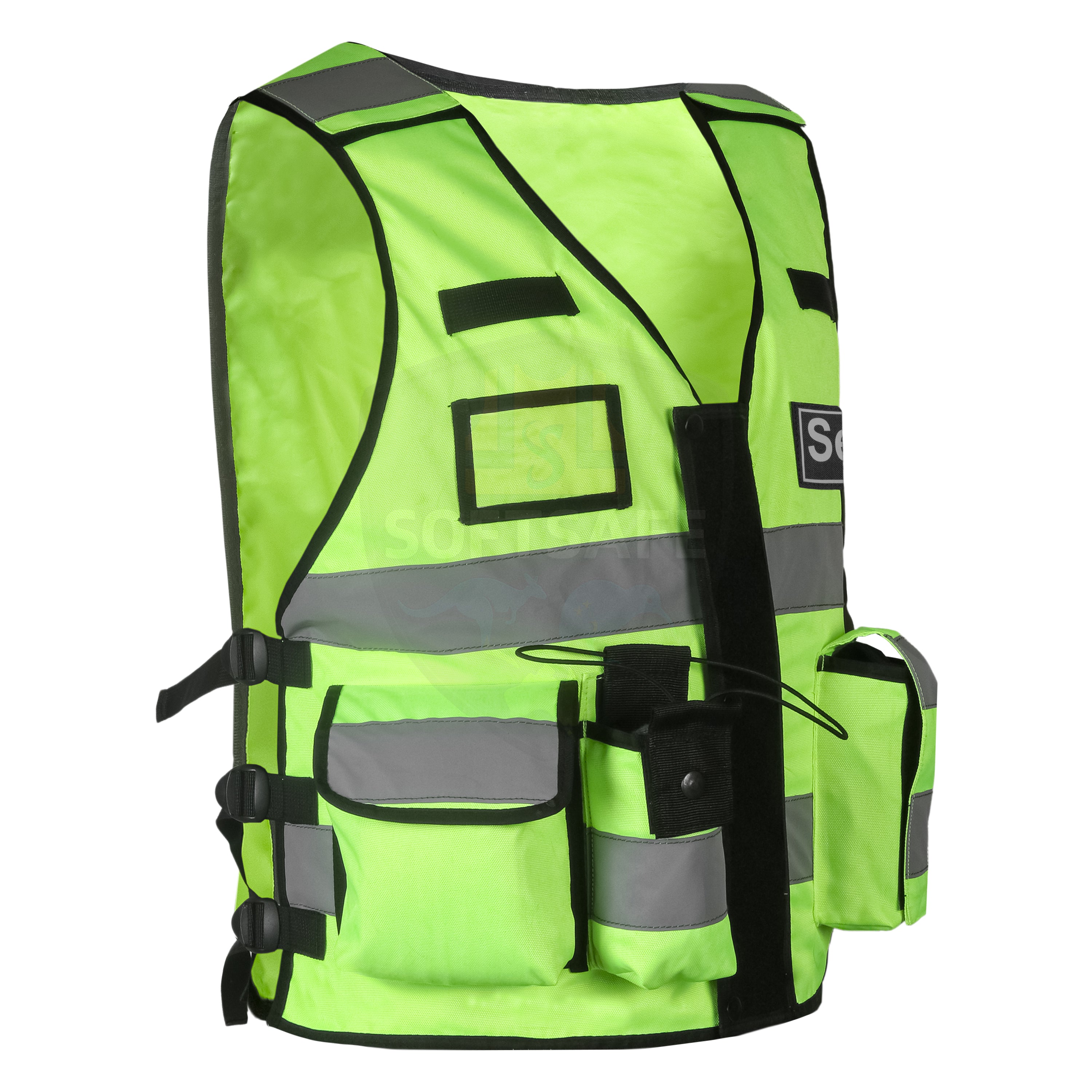 SOFTSAFE® High-Visibility Security Vest – Reflective Multi-Pocket Safety Jacket with Removable Patches