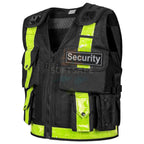 SOFTSAFE Black Security Vest – High-Visibility Mesh Safety Vest with Removable Patches & Multi-Pockets