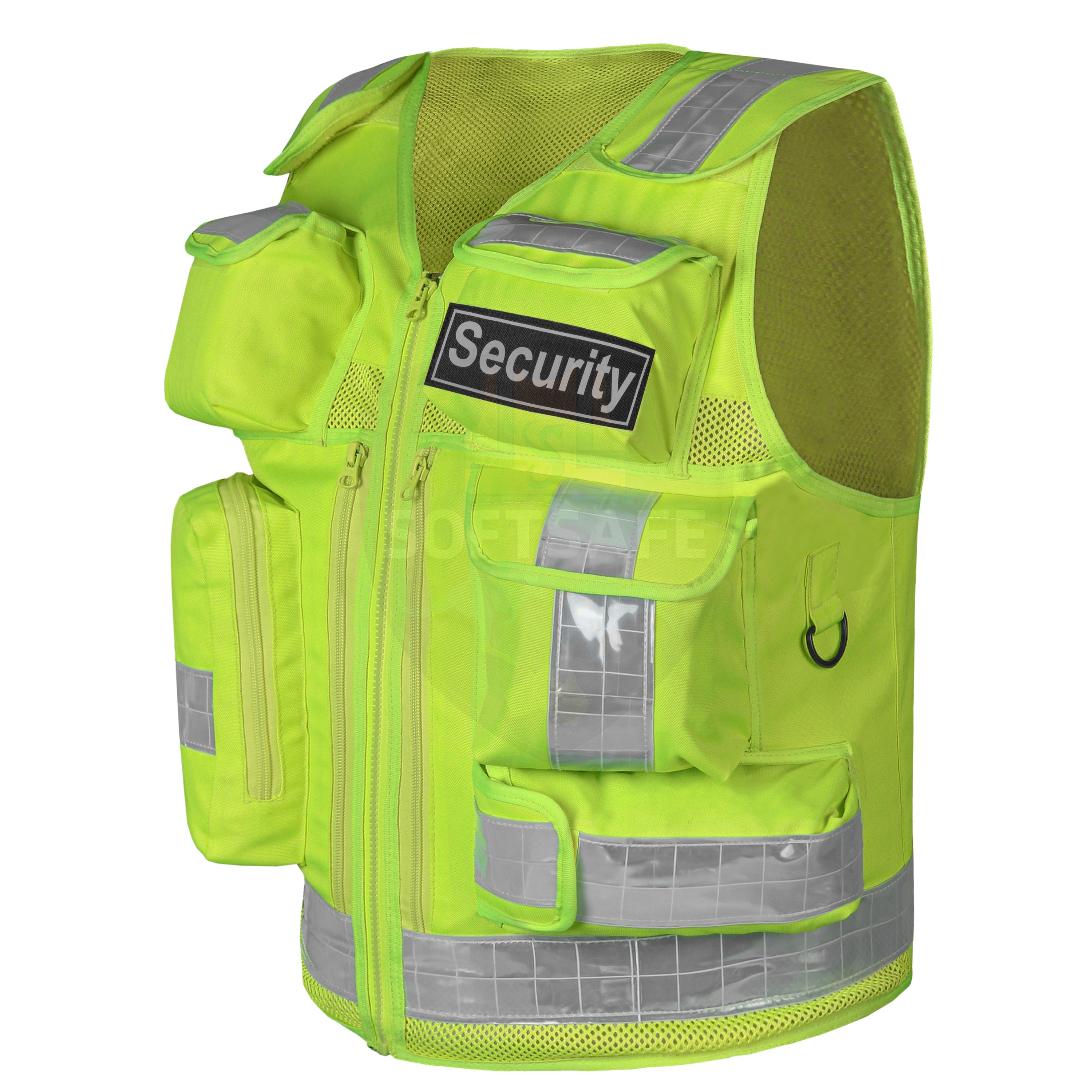 High-Visibility Multi-Pocket Security Vest – Neon Green (Reflective Safety Gear)