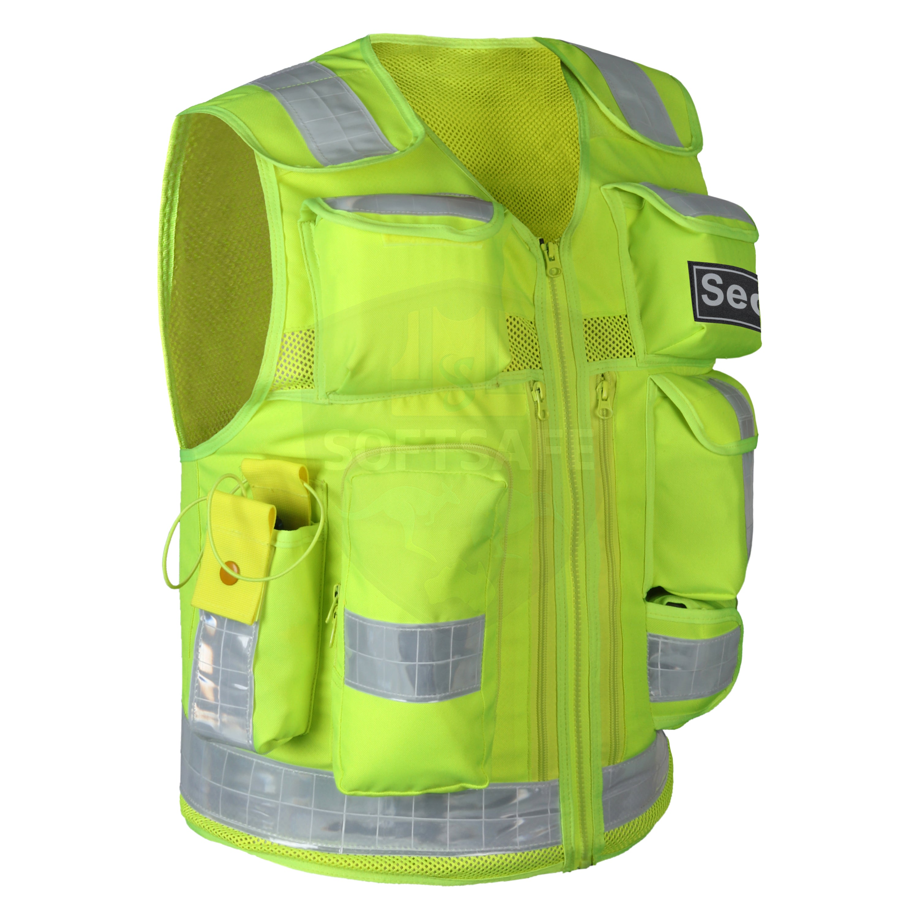 High-Visibility Multi-Pocket Security Vest – Neon Green (Reflective Safety Gear)