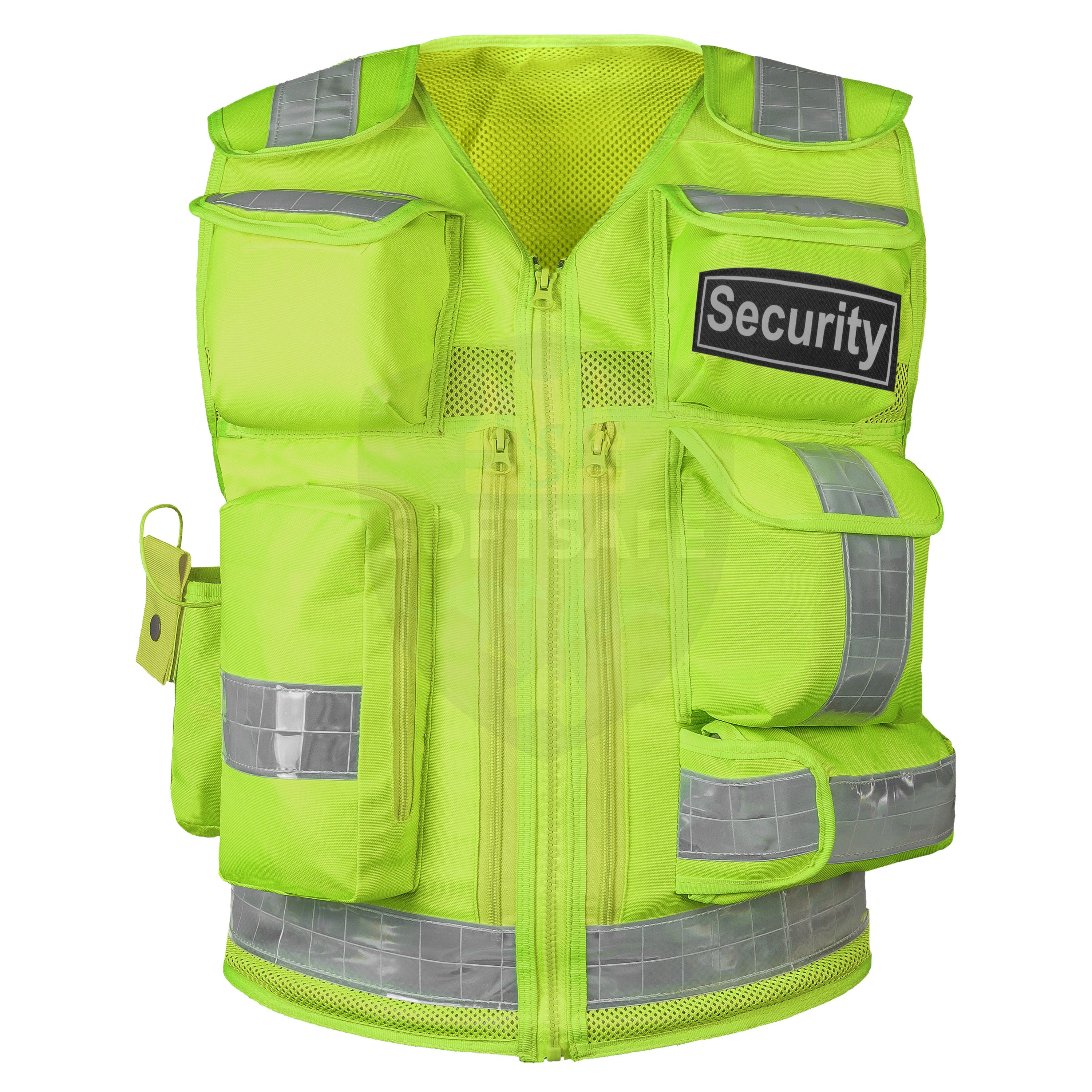 High-Visibility Multi-Pocket Security Vest – Neon Green (Reflective Safety Gear)